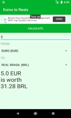 Euros to Reais currency converter android App screenshot 2