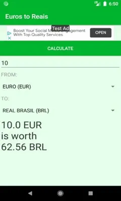 Euros to Reais currency converter android App screenshot 3